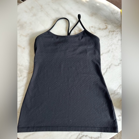 Lululemon 8 Black with polka dot texture Strappy Tank Top - Picture 1 of 6